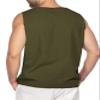 Soluo Men's Cotton Linen Tank Top Casual Lace Up Beach Hippie Sleeveless Tops Summer V-Neck Drawstring Stylish Shirts (Army Green 1,5X-Large) view 3