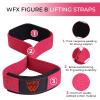 WFX Weight Lifting Straps Padded Figure 8 Wrist Support Gym Wraps Men Women Fitness Bodybuilding Double Loop Workout Heavy Training Powerlifting Dumbbell Squats Pull Up Grip (Pink) view 2