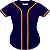 DIGITMON Women's Baseball Softball Jersey Button Down Premium Hip Hop T Shirts Uniform NAVYGOLD, X-Small view 2