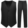 Boy Suits 2 Piece Slim Fit Formal Set with Vest Pants for Kids Wedding Ring Bearer Party Dresswear Outfit Black Size 7-8 view 1