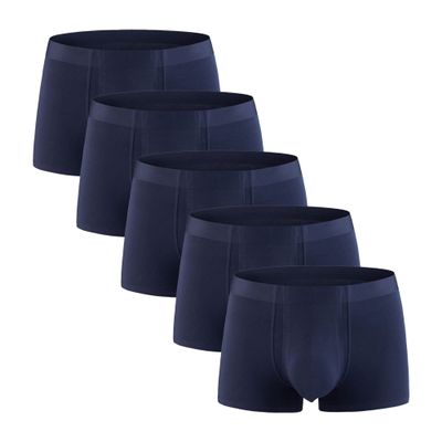 JEsilunmaMY Mens Separate Pouch Boxer Trunks Mid Waist Performance Boxer Briefs Solid Color Stretch Athletic Underwear (Blue-5PC,3X-Large)