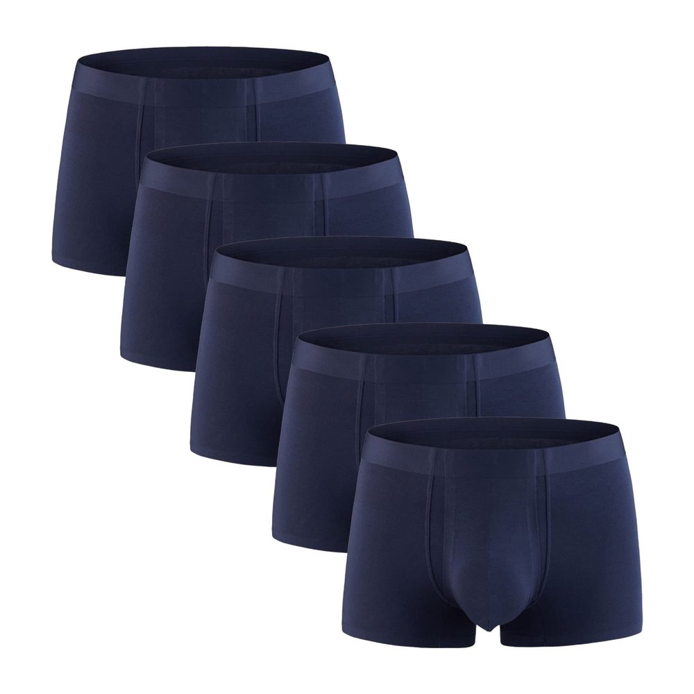 JEsilunmaMY Mens Separate Pouch Boxer Trunks Mid Waist Performance Boxer Briefs Solid Color Stretch Athletic Underwear (Blue-5PC,3X-Large)