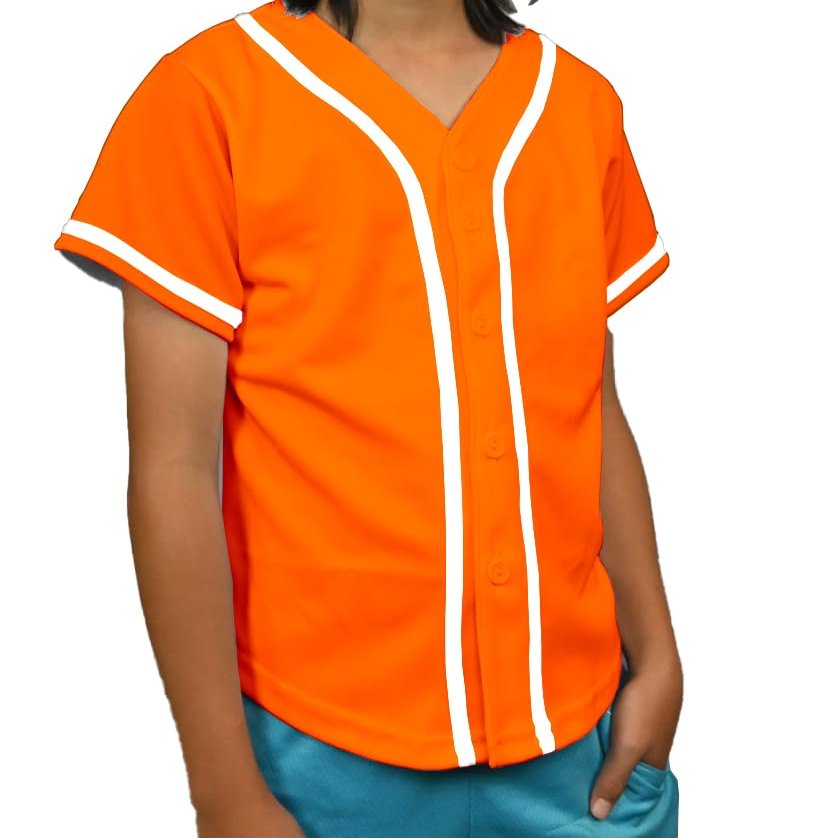 DIGITMON Kids Baseball Jersey Button Down Premium Hip Hop T Shirts Uniform Orange White 12Mo Toddlers