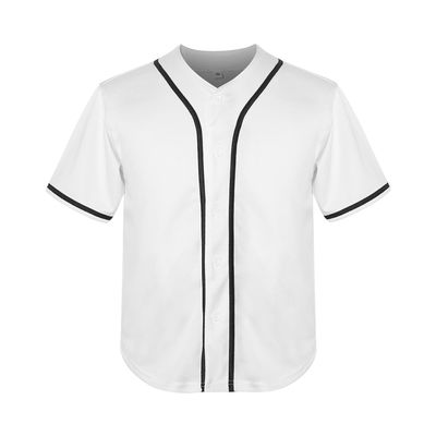 Youth Baseball Jersey Kids Button Down Short Sleeve Solid Color T-Shirt for School, PE, League Team Uniform (White, XL)