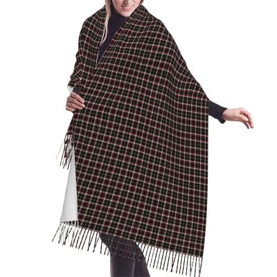 LMNSWDA Clan Black Tartan Women's Fashion Cashmere Feel with Tassel Large scarf warm party shawl Wraps