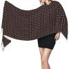 LMNSWDA Clan Black Tartan Women's Fashion Cashmere Feel with Tassel Large scarf warm party shawl Wraps view 3