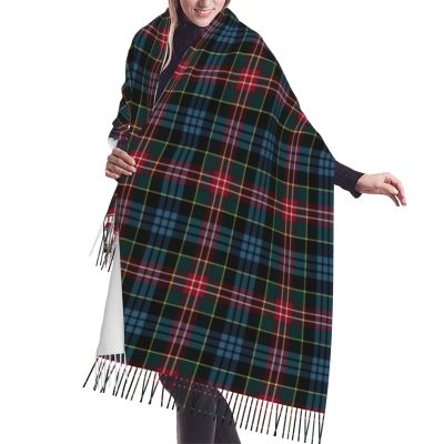 LMNSWDA Clan Cumming Red, Blue, and Black Scottish Tartan Women's Fashion Cashmere Feel with Tassel Large scarf warm party shawl Wraps
