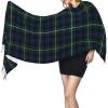 LMNSWDA Clan Campbell Navy Blue and Green Scottish Tartan Women's Fashion Cashmere Feel with Tassel Large scarf warm party shawl Wraps view 3