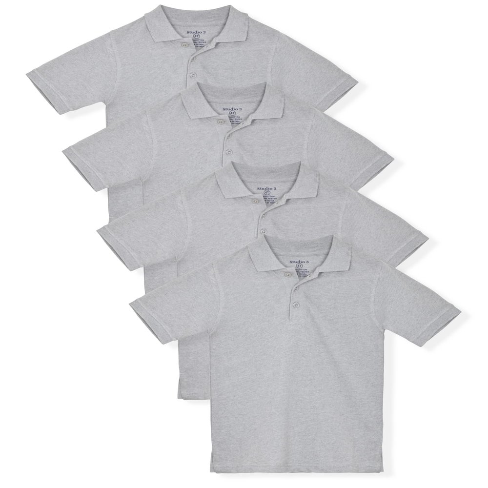 Studio 3 Boys - 4-Pack School Uniform Short-Sleeve Pique Polo Shirts (as1, Age, 2_Years, Heather Gray)