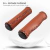 Qiilu Brown Leather Grips - Universal Fit, Soft Sponge Padding, Plug, 22mm Handlebar, 1 Pair view 3