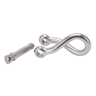 Stainless Steel Screw Pin, Stainless Steel Screw Shackle, Stainless Steel Bow Shackle Marine Grade 8mm Yacht Boat Twisted Anchor Shackle (M8)
