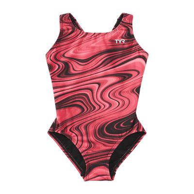 TYR Girls' Durafast Elite Maxfit Swimsuit, Red Vitality, 22