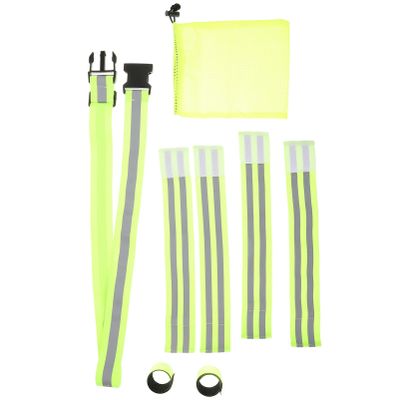 BESPORTBLE 1set Reflective Safety Belt Reflective Gear for Night Running Cycling Hiking Includes Waist Belt Arm Bands Snap Rings Storage Bag for Runners