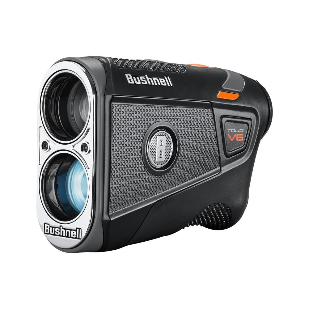 Bushnell Golf Tour V6 Laser Rangefinder Patriot Pack Visual JOLT, Magnetic Mount, 1300-Yard Range, 6X Magnification, IPX6 Weatherproof, Premium Carry Case