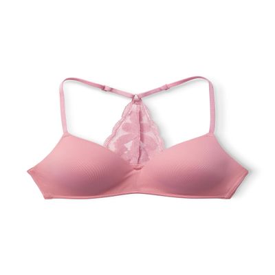Happy Nation Wireless Lightly Lined Racerback Bra, Smoky Rose, Large+