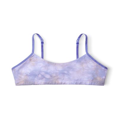 Happy Nation Girls Comfy Cotton Scoop Neck Bra, Pink Horizon Tie Dye