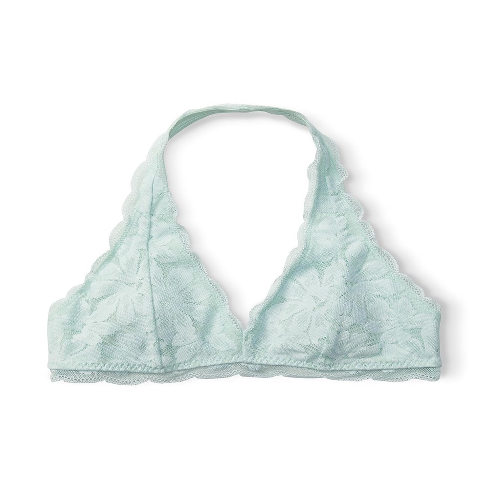 Happy Nation Lace Halter Bralette, Beach Glass, XL+