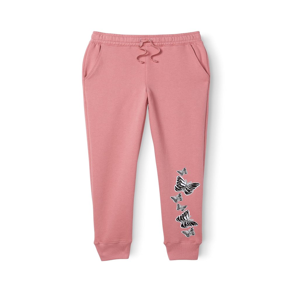 Happy Nation Jogger Fleece Sweatpants, Smoky Rose, Small