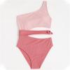 Big Kids Girl Swimsuit Summer Sport One Shoulder Tank Top Strap Bikini Beach Resort Swimwear Toddler (Pink, 8-9 Years) view 3