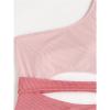 Big Kids Girl Swimsuit Summer Sport One Shoulder Tank Top Strap Bikini Beach Resort Swimwear Toddler (Pink, 8-9 Years) view 4