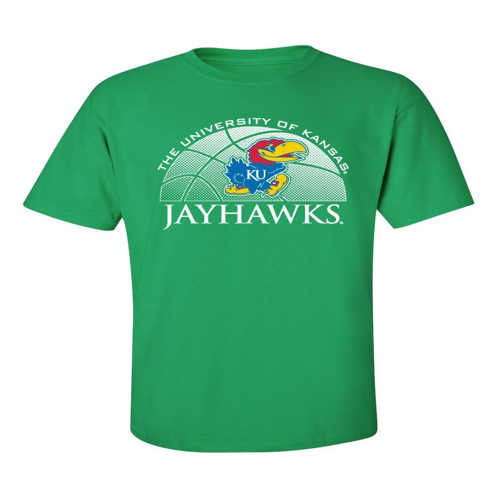 CornBorn KU Basketball Tshirt Men - Kansas Tshirt - Kansas Jayhawks Apparel Mens - Basketball Primary Logo - Light Green - 3X