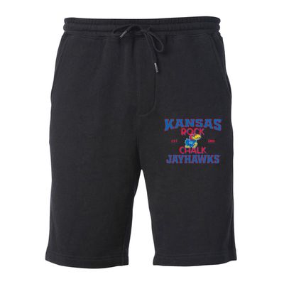CornBorn Kansas Jayhawks Jogger Shorts - Premium Fleece Rock Chalk Jayhawks - Black - XL