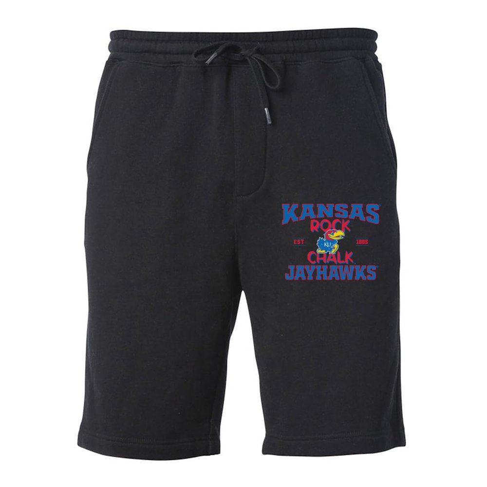 CornBorn Kansas Jayhawks Jogger Shorts - Premium Fleece Rock Chalk Jayhawks - Black - XL