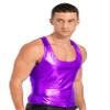 Agoky Men's Metallic Shirts Shiny Slim Fit Stretch Top Sleeveless Racer Back Tank Tops Club Party Purple X-Large view 4