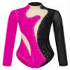 iiniim Women's Rhinestone Ballet Dance Leotard Mesh Long Sleeve Gymnastics Leotards Bodysuit Tops Dancewear Black&Rose #2 Large view 3