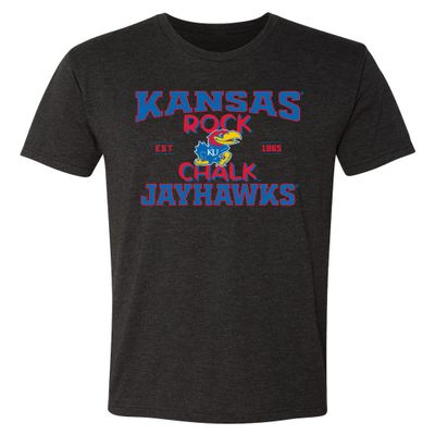 CornBorn Kansas Mens Apparel - Premium Tri-Blend Rock Chalk Jayhawks - Black - Medium