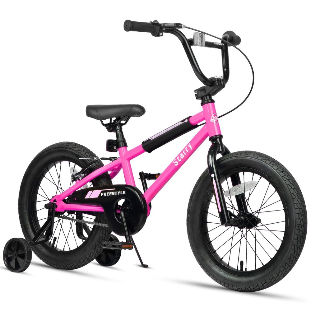 cubsala 16 Inch Little Kids Bike for Over 4 Years Old Boys Girls Youth BMX Style Bicycle with Training Wheels Coaster & Rear V Brake, Pink