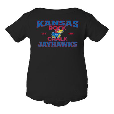 CornBorn Kansas Jayhawks Onesie - Rock Chalk Jayhawks - Black - 12M