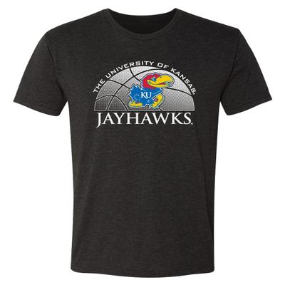 CornBorn Kansas Jayhawks Tee Shirt - Premium Tri-Blend Kansas Basketball Primary Logo - Black - 2X