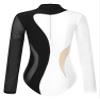 iiniim Women's Rhinestone Ballet Dance Leotard Mesh Long Sleeve Gymnastics Leotards Bodysuit Tops Dancewear Black&White #2 Small view 4