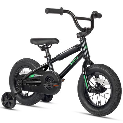 cubsala 12 Inch Kids Bike BMX Style Bicycle with Training Wheels Coaster Brake for 1 2 3 4 Years Old Toddlers Boys Girls, Black