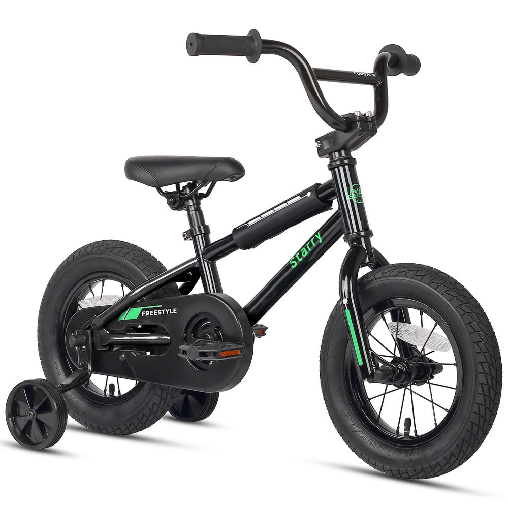 cubsala 12 Inch Kids Bike BMX Style Bicycle with Training Wheels Coaster Brake for 1 2 3 4 Years Old Toddlers Boys Girls, Black
