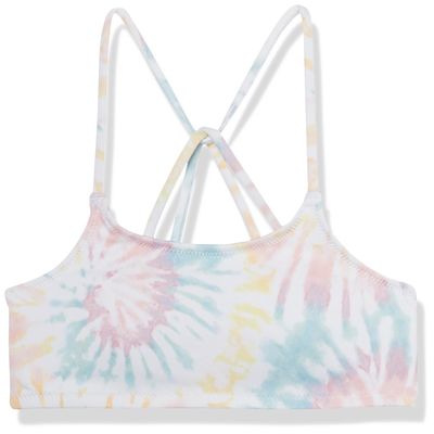 Happy Nation Girls Racerback Swim Bikini Top, Beach Glass Tie Dye