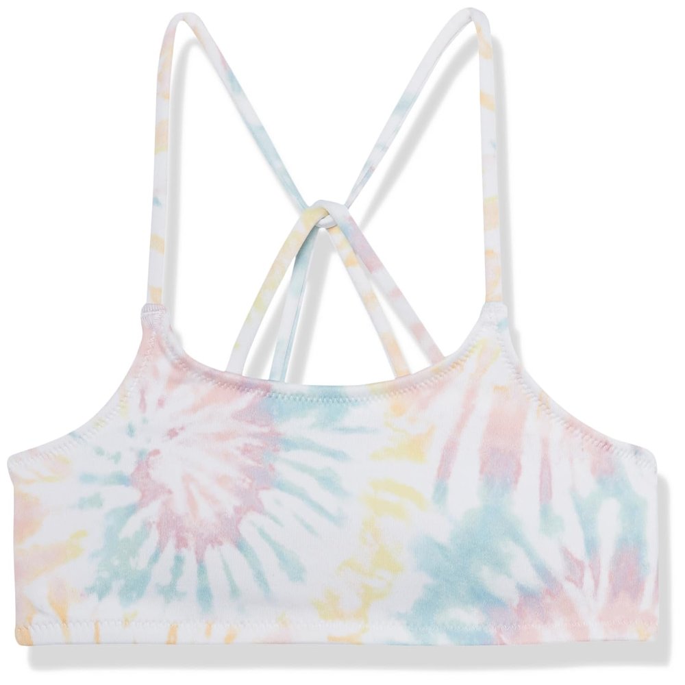 Happy Nation Girls Racerback Swim Bikini Top, Beach Glass Tie Dye