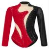 iiniim Women's Rhinestone Ballet Dance Leotard Mesh Long Sleeve Gymnastics Leotards Bodysuit Tops Dancewear Black&Red #2 Small view 3
