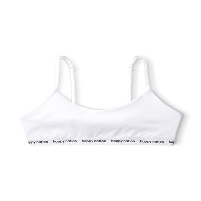 Happy Nation Comfy Cotton Logo Scoop Neck Bra, Optic White, XL+
