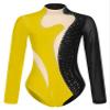iiniim Women's Rhinestone Ballet Dance Leotard Mesh Long Sleeve Gymnastics Leotards Bodysuit Tops Dancewear Black&Yellow #2 Small view 3