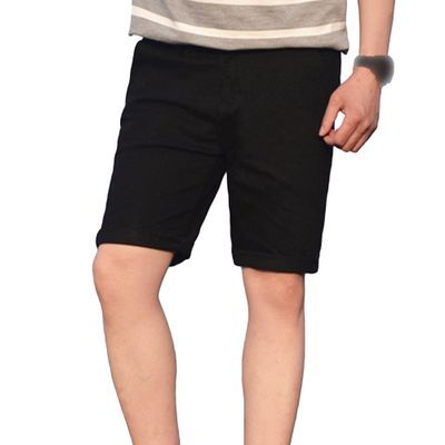 Maiyifu-GJ Men's Roll Up Slim Fit Denim Shorts Straight Stretch Summer Jean Shorts Knee Length Casual Modern Short Pants (Black,31)