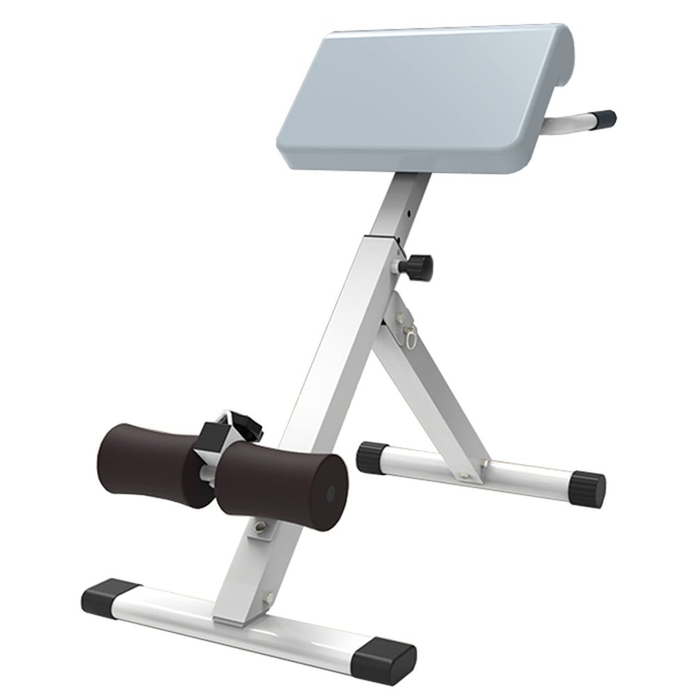 WAHHWF Roman Chair Back Extension for Tall Men, Heavy Duty Folding Roman Chair Hyperextension Ab Bench Exercise Equipment for Home Gym, Loads 330lbs (Color : White)
