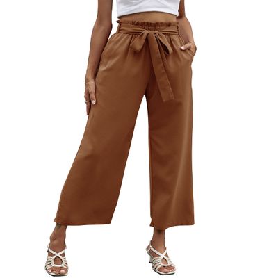 QIAOZHI Women's Wide Leg Pants High Elastic Waisted Casual Trousers Long Straight Pants