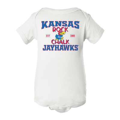 CornBorn University of Kansas Baby Onesie - Rock Chalk Jayhawks - White - 18M