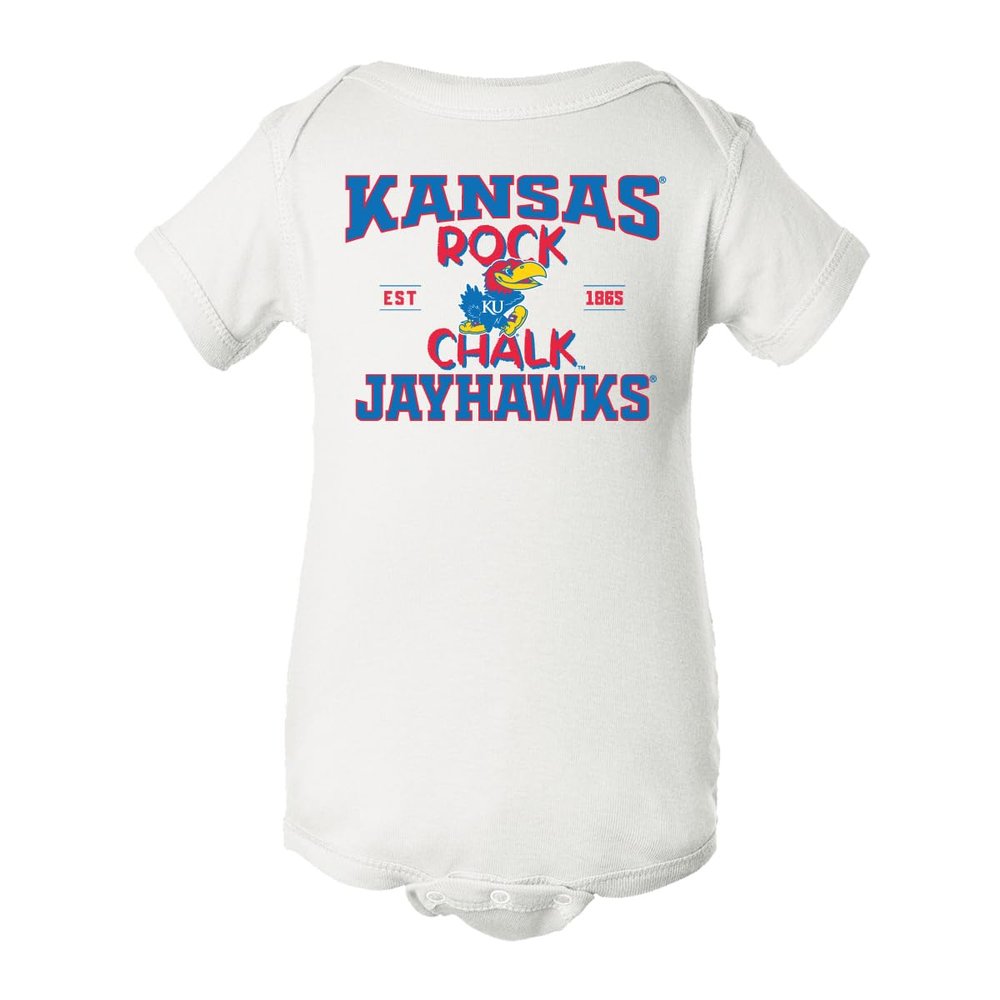 CornBorn University of Kansas Baby Onesie - Rock Chalk Jayhawks - White - 18M