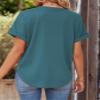 Women's T-Shirt Solid Batwing Sleeve Curved Hem Tee Women's T-Shirt (Color : Teal Blue, Size : Large) view 2