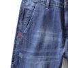 Men's Roll Up Casual Slim Fit Denim Shorts Thin Straight Jean Shorts Classic Stretch Short Pants with Pockets (Blue1,33) view 4