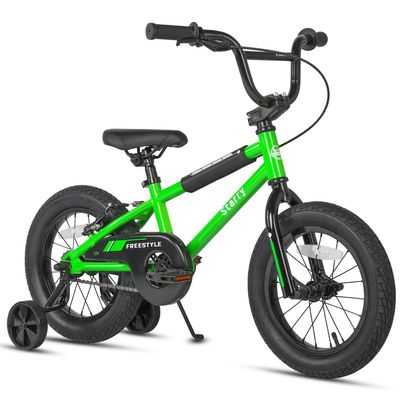 cubsala 14 Inch Little Kids Bike for 3 4 5 Years Old Boys Girls Beiginner Riders BMX Style Bicycle with Training Wheels Coaster & Rear V Brake, Green