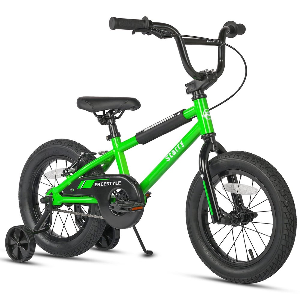 cubsala 14 Inch Little Kids Bike for 3 4 5 Years Old Boys Girls Beiginner Riders BMX Style Bicycle with Training Wheels Coaster & Rear V Brake, Green